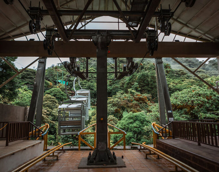 Treetopia Tree Tram Cableway entrance in Costa Rica