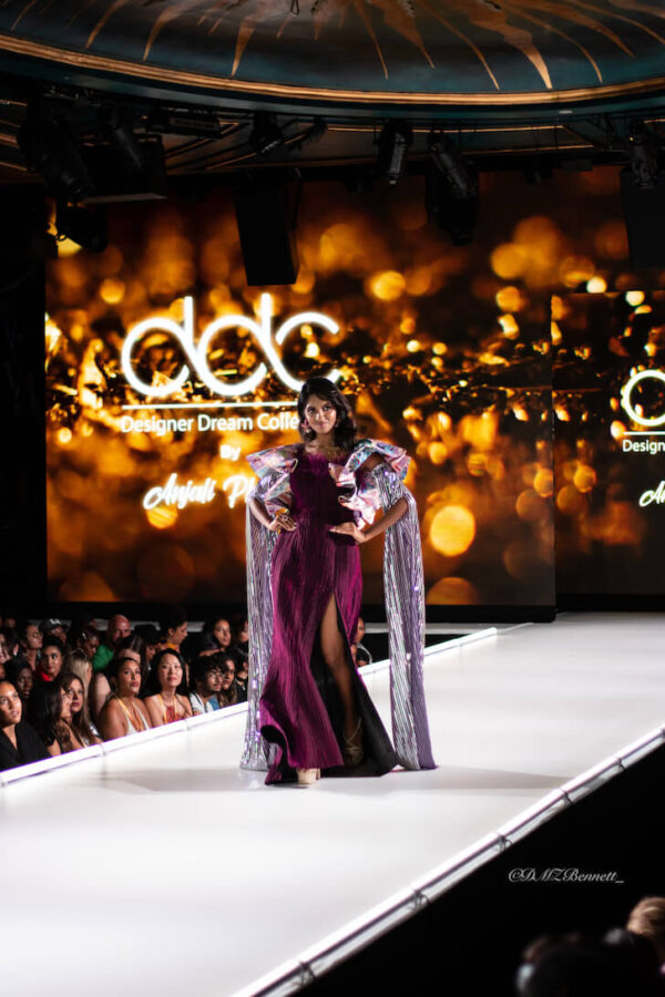 Model walks the runway for designer Anjali Phougat Dream Design Collection Sony Hall for Runway 7 NYFW Photo by Danielle MZ Bennett