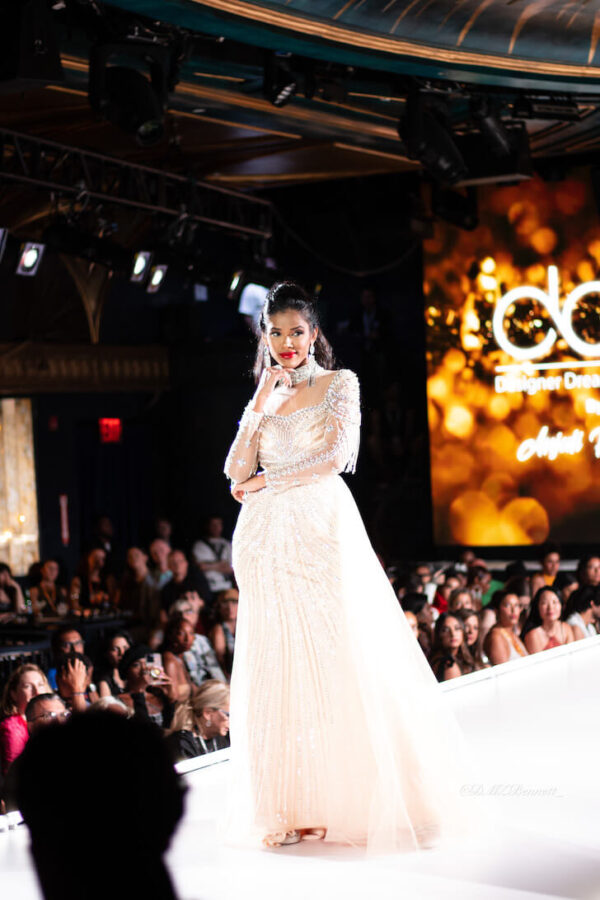 Model walks the runway for designer Anjali Phougat Dream Design Collection Sony Hall for Runway 7 NYFW Photo by Danielle MZ Bennett