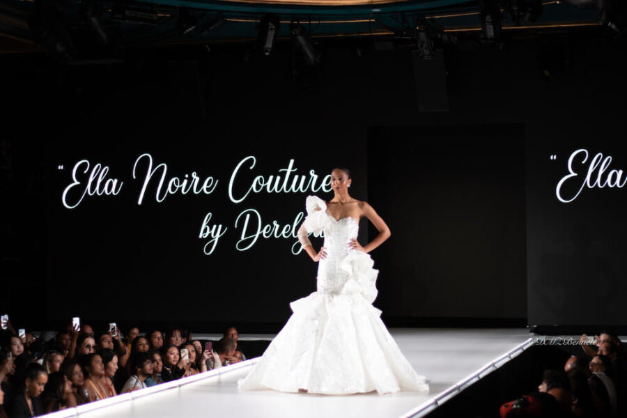 Model walks for Ella Noire Couture at Runway 7 NYFW Sony Hall Photo By Danielle MZ Bennett