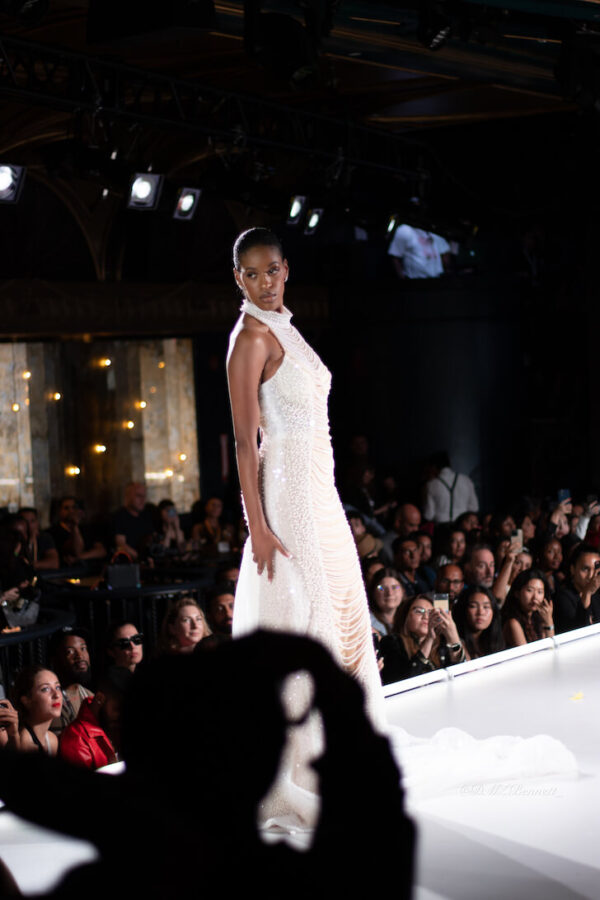 Model walks for Ella Noire Couture at Runway 7 NYFW Sony Hall Photo By Danielle MZ Bennett