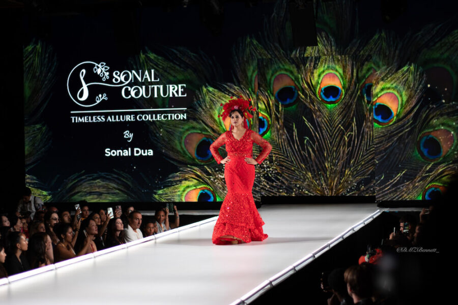 Model walks the runway for designer Sonal Couture Sony Hall for Runway 7 NYFW Photo by Danielle MZ Bennett